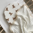 Paturica bebe din muselina cu 4 straturi si dantela, milky (4)